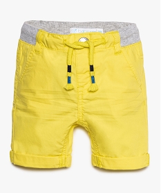 GEMO Bermuda bébé garçon en toile de coton avec taille en bord-côte Jaune