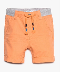 GEMO Bermuda bébé garçon en toile de coton avec taille en bord-côte 7447