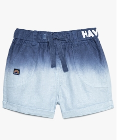 GEMO Short bébé garçon en lin et coton tie and dye bleu standard