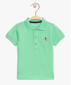 polo bebe garcon en maille piquee avec broderie toucan vert polos8906101_1