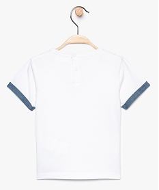 tee-shirt bebe garcon avec inscription et revers de manches contrastants blanc8907301_2