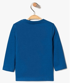 tee-shirt bebe garcon a manches longues et inscription fantaisie en coton bio bleu8908101_2