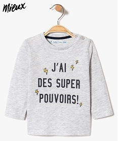 GEMO Tee-shirt bébé garçon à manches longues et inscription fantaisie en coton bio Multicolore