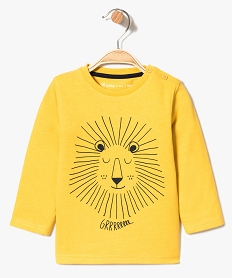 GEMO Tee-shirt bébé garçon à manches longues et grand motif Jaune