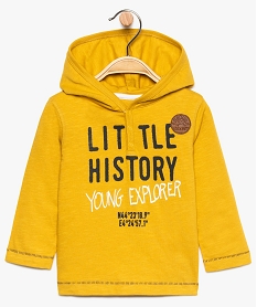 GEMO Tee-shirt bébé garçon à capuche et col boutonné Jaune