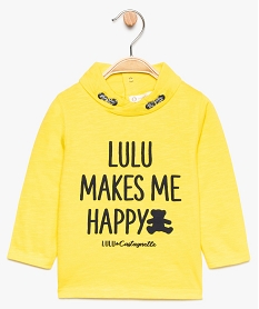 tee-shirt bebe en coton bio avec col fantaisie en coton bio - lulu castagnette jaune8909201_1