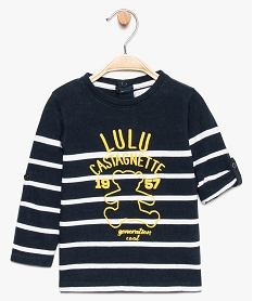 tee-shirt raye pour bebe garcon avec manches longues - lulu castagnette bleu8909301_1