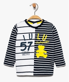 GEMO Tee-shirt bébé garçon à rayures et imprimés Lulu Castagnette blanc vif