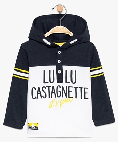 tee-shirt bebe a manches longues avec capuche - lulu castagnette blanc8909501_1