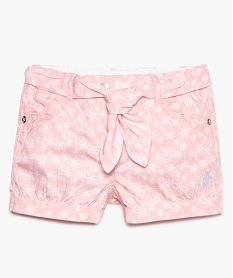 short bebe fille avec ceinture en toile imprimee - lulu castagnette rose8910401_1