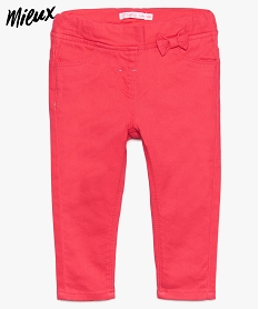 pantalon bebe fille avec taille elastique reglable et petit nœud en coton bio rose8910701_1