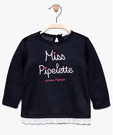 pull pour bebe fille avec motif paillete et bas en dentelle bleu8911601_1