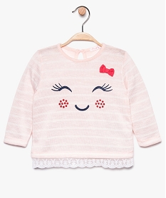 pull pour bebe fille avec motif paillete et bas en dentelle rose8911701_1