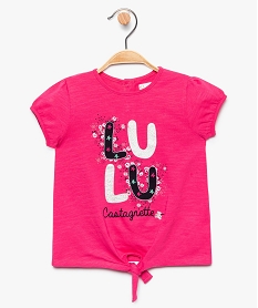 tee-shirt bebe fille avec nœud dans le bas - lulu castagnette rose8912001_1
