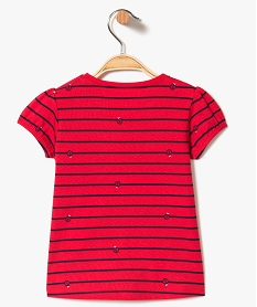 tee-shirt bebe fille a manches ballon et motifs en coton bio rouge tee-shirts manches courtes8912201_2