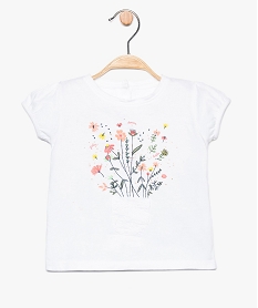 tee-shirt bebe fille a manches courtes avec motifs fleuris blanc8912301_1