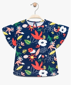 GEMO Tee-shirt bébé fille avec motif fleuris et manches à volants Imprimé