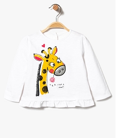GEMO Tee-shirt à manches longues avec motif girafe Beige