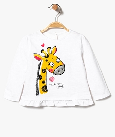 GEMO Tee-shirt à manches longues avec motif girafe blanc chine