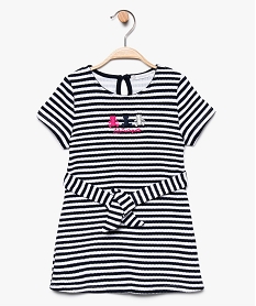 GEMO Robe bébé fille rayée extensible - Lulu Castagnette blanc vif