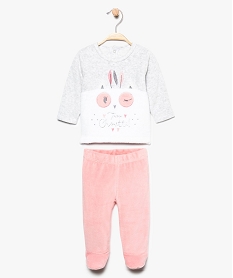 GEMO Pyjama bébé fille 2 pièces avec motif chouette aspect peluche Multicolore