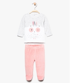 pyjama bebe fille 2 pieces avec motif chouette aspect peluche multicolore pyjamas 2 pieces8913001_1