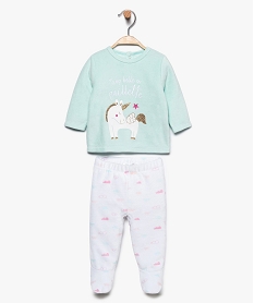GEMO Pyjama bébé fille 2 pièces en velours avec pieds motif licorne Multicolore