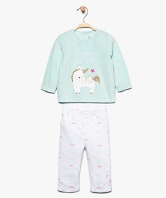 GEMO Pyjama bébé fille 2 pièces en velours motif licorne pailletée Multicolore