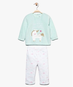 pyjama bebe fille 2 pieces en velours motif licorne pailletee multicolore pyjamas 2 pieces8913401_1