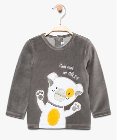 pyjama bebe 2 pieces en velours avec motif chien gris8913501_2