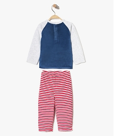 pyjama bebe garcon 2 pieces en velours avec motif et bas raye multicolore8913701_2