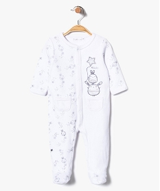 GEMO Pyjama bébé en velours ouverture devant et  motifs fantaisie Blanc