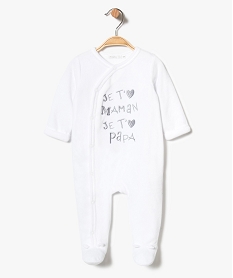 GEMO Pyjama bébé avec inscriptions brodées ouvert sur lavant blanc standard