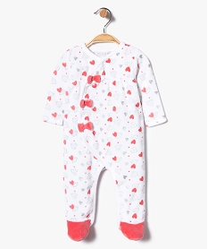 pyjama bebe en velours ferme devant avec motifs cœurs multicolore8914201_1