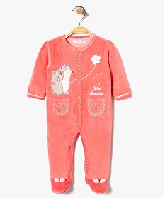 GEMO Pyjama bébé en velours avec motifs pois et détails girly rose chine