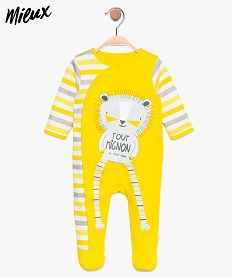 GEMO Pyjama bébé garçon à rayure et motif lion en coton biologique Multicolore