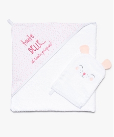 sortie de bain bebe a capuche motif pois et broderies avec gant multicolore8915601_1