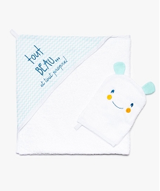 GEMO Sortie de bain bébé à capuche imprimée avec gant assorti Multicolore