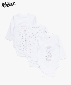 GEMO Body bébé à motif nuage en coton bio (lot de 3) Blanc