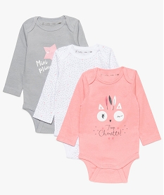 GEMO Body fille à encolure américaine à motifs girly (lot de 3) Orange