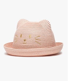 chapeau bebe fille avec oreilles de chat en relief et broderie doree rose8920601_1