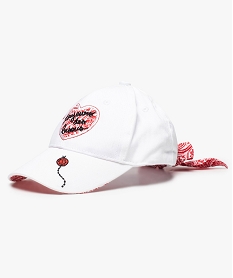 casquette fille a broderie cœur et rubans a nouer blanc8920901_1