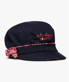 GEMO Casquette bébé fille gavroche avec inscription et nœud Bleu