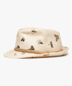 GEMO Chapeau fille forme trilby à papillons et libellules dorés Beige