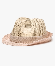 GEMO Chapeau fille forme fedora bicolore avec sequins brodés Beige