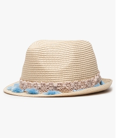 GEMO Chapeau fille en paille à bandeaux interchangeables Beige