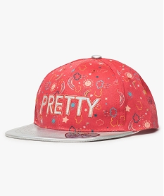 casquette fille a visiere plate iridescente et motifs rose8922101_1