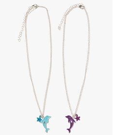 collier en maille avec motifs etoiles et dauphins (lot de 2) multicolore8922901_1