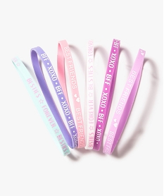 GEMO Bracelets en caoutchouc avec messages fille (lot de 6) Multicolore