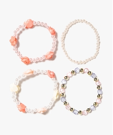 GEMO Bracelets en perles fille avec petites fleurs (lot de 4) Rose